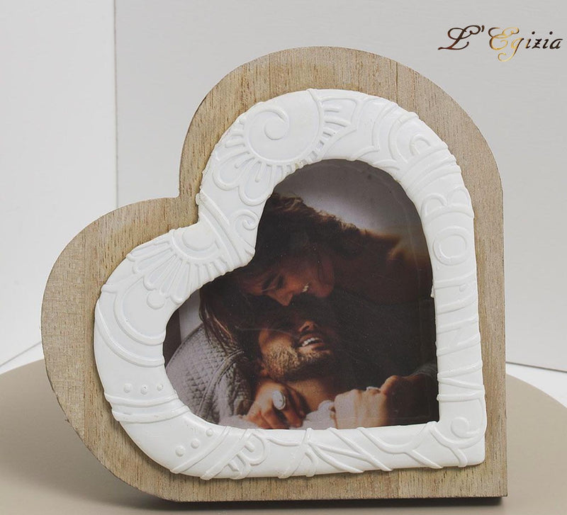 Bomboniera matrimonio claraluna 2021 portafoto cuore in legno cod. 21006