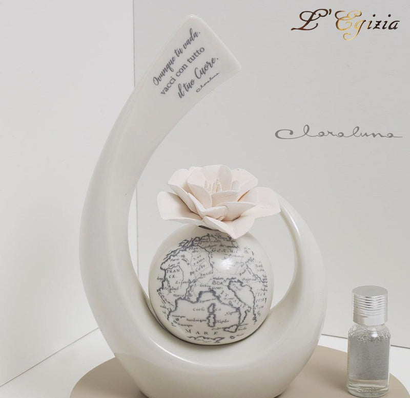 Bomboniera matrimonio claraluna 2021 profumatore mappamondo con fiore e frase 21112 freeshipping - L'Egizia