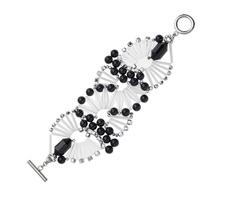 Bracciale Ottaviani bianco e nero con cristalli e strass freeshipping - L'Egizia