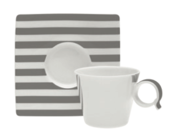 Tazza Moka Con Piattino Line Grey 6 pezzi - L'Egizia