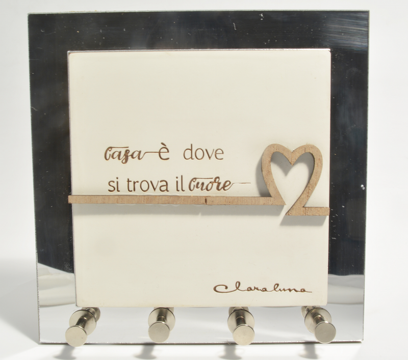 Bomboniera matrimonio Claraluna  Quadro Appendi Chiavi Scritta "Casa è dove si trova il cuore", Linea Sweet Home, art. 20663 freeshipping - L'Egizia