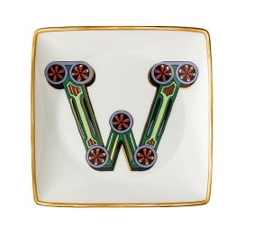 Bomboniera  Rosenthal Versace Holiday Alphabet lettera W coppetta quadrata piana cm. 12 freeshipping - L'Egizia