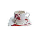 Servizio thè 6 tazze c/piattini Painting Red Livellara freeshipping - L'Egizia