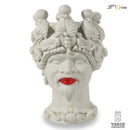 Testa di moro grande uomo bianco satinato con labbra rosse e corona con foglie e palle Verus ceramiche