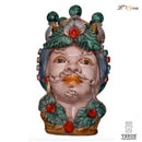 Testa di moro media multicolor uomo  volto bianco antico lucido con baffi Verus Ceramiche