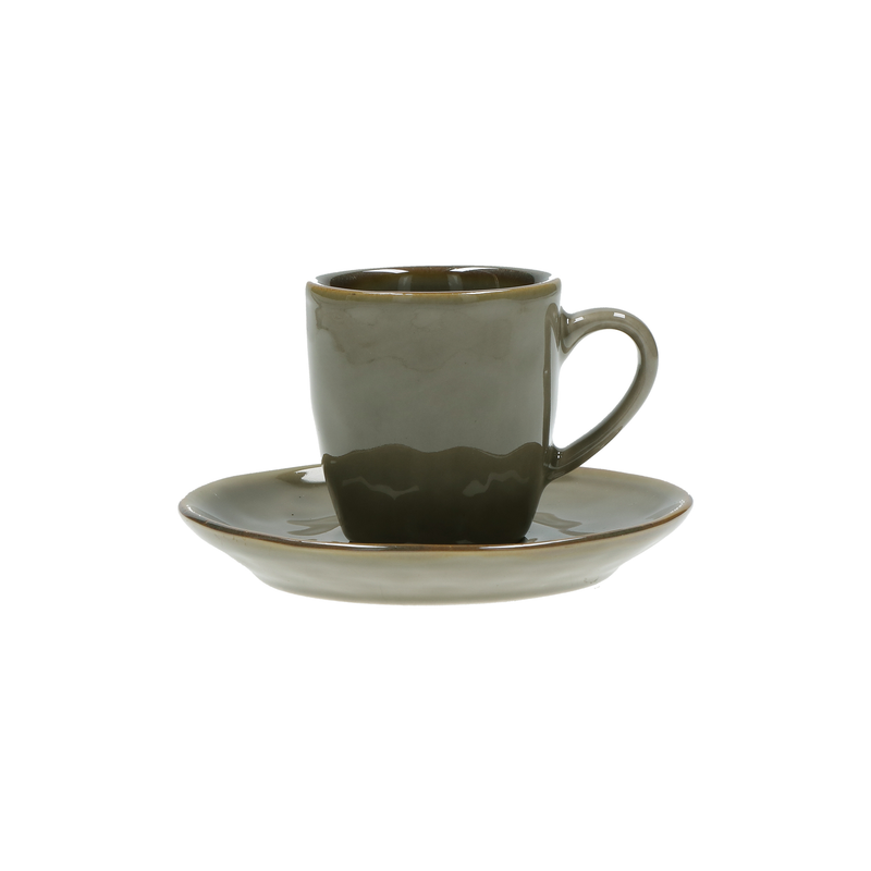 CONCERTO GRIGIO TORTORA set 6 pezzi Tazza Caffè con Piattino 90 cc - L'Egizia