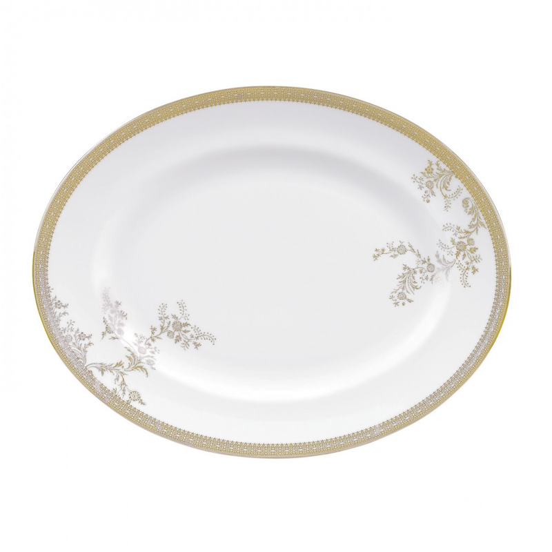 Vera Wang Lace Gold Oval Dish 39cm - L'Egizia