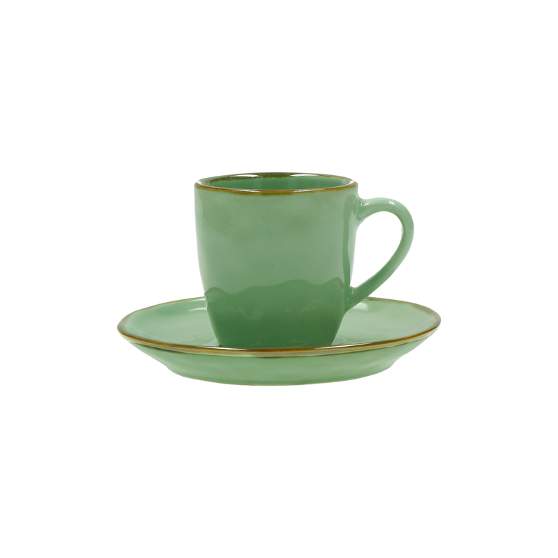 CONCERTO VERDE ACQUA set 6 pezzi Tazza Caffè con Piattino 90 cc - L'Egizia