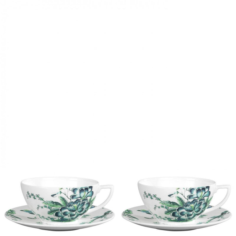 Jasper Conran Chinoiserie White Teacup And Saucer (Set Of 2), Gift Boxed - L'Egizia