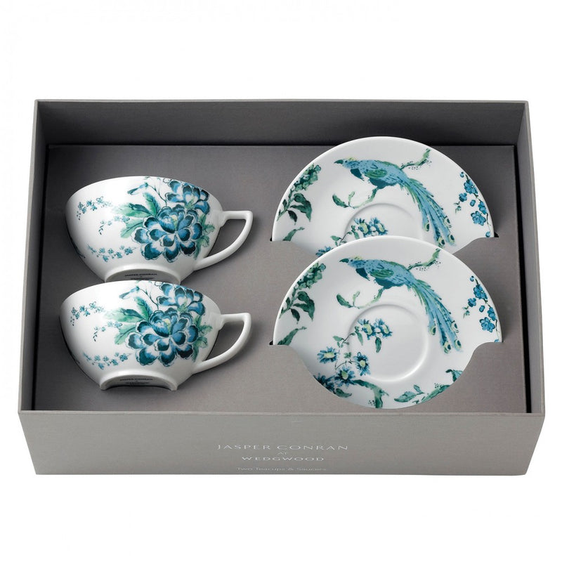 Jasper Conran Chinoiserie White Teacup And Saucer (Set Of 2), Gift Boxed - L'Egizia